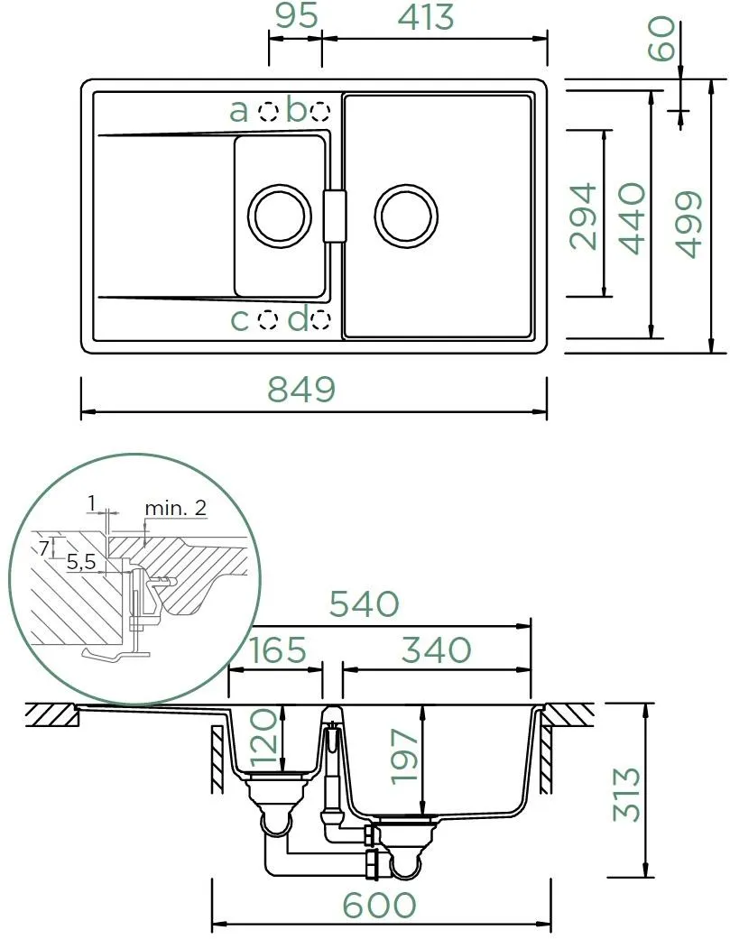 Obrázok Dřez MONO D-150 Bronze (Uložení do roviny)