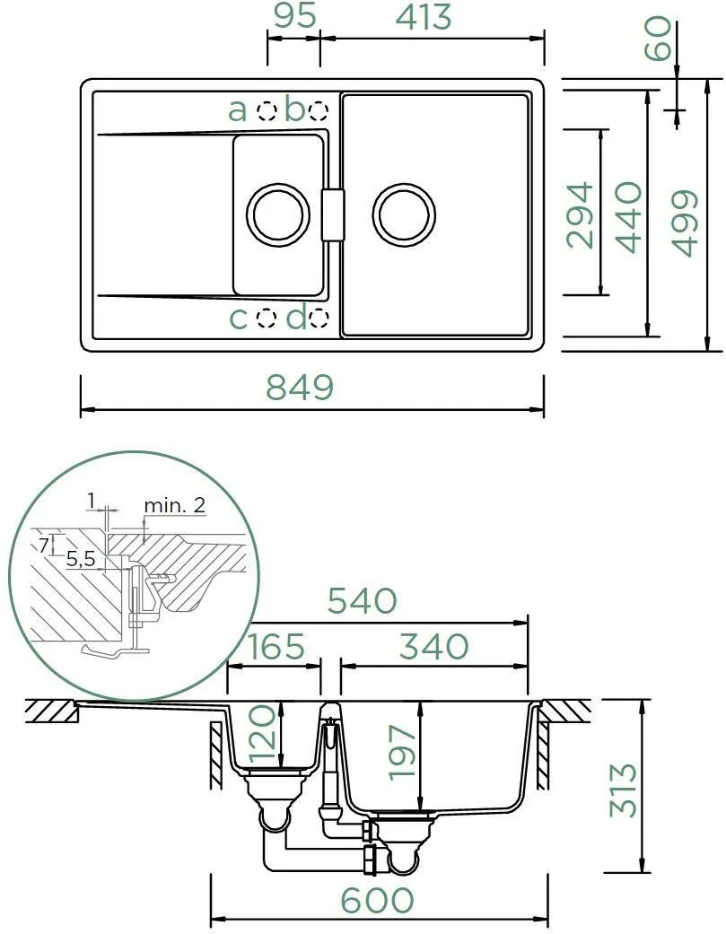 Obrázok Dřez MONO D-150 Puro (Uložení do roviny)