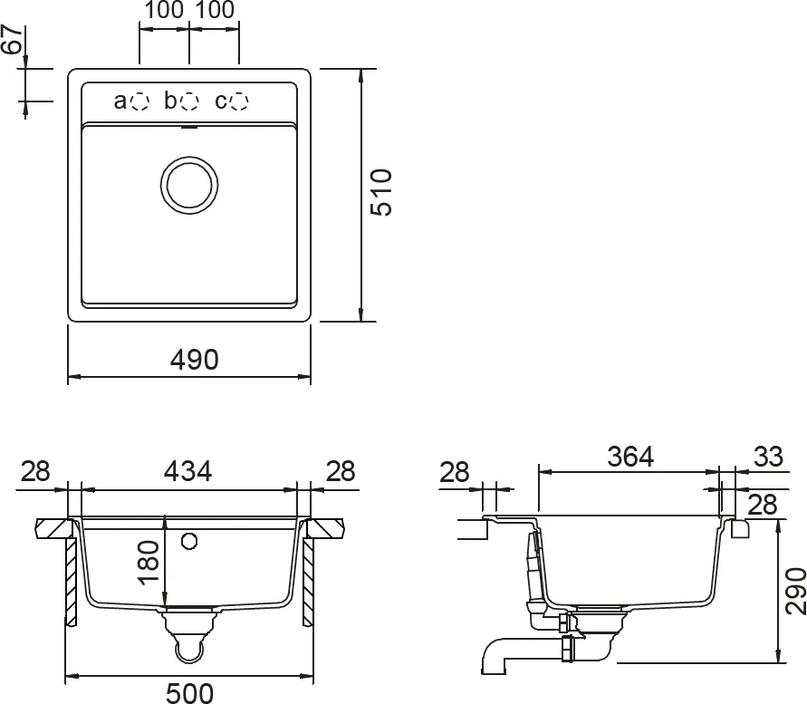Obrázok Dřez MONO N-100S Ivy Horní uložení