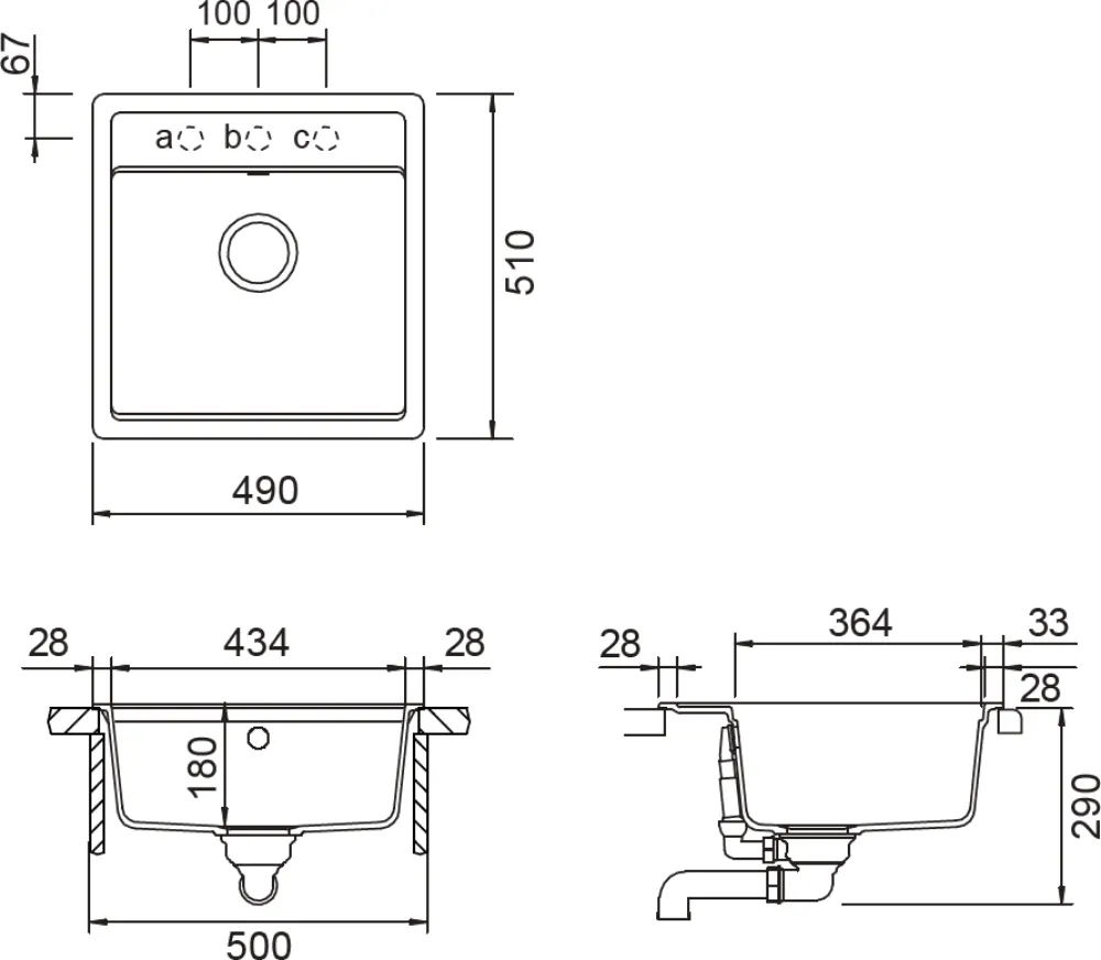 Obrázok Dřez MONO N-100S Ivy Horní uložení
