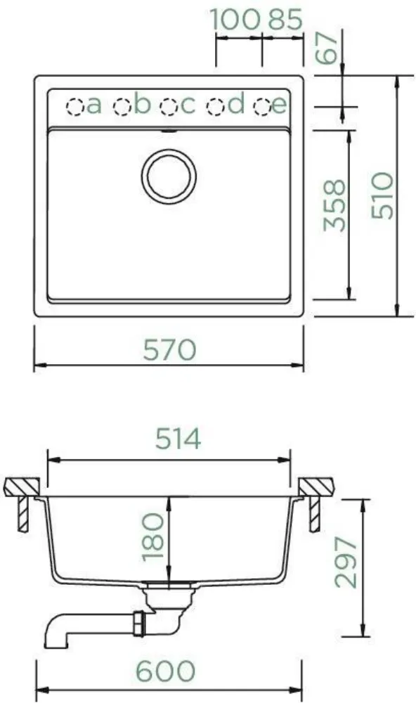 Obrázok Dřez MONO N-100 Ivy (Spodní uložení)