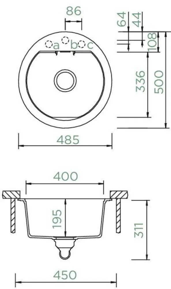 Obrázok Dřez MONO R-100 Ivy Spodní uložení