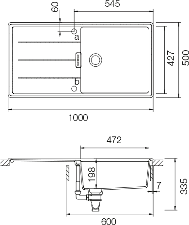 Obrázok Dřez Tia D-100L Berry horní uložení