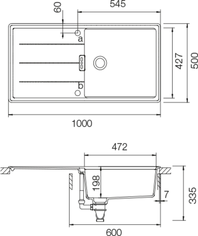 Obrázok Dřez Tia D-100L Berry horní uložení
