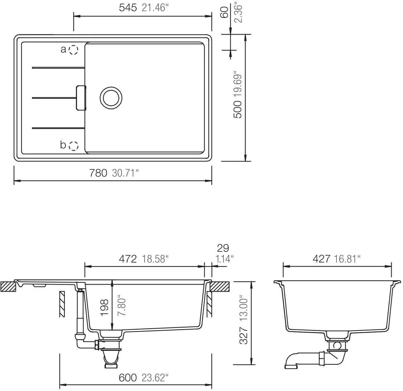 Obrázok Dřez Tia D-100LS Berry (horní uložení)