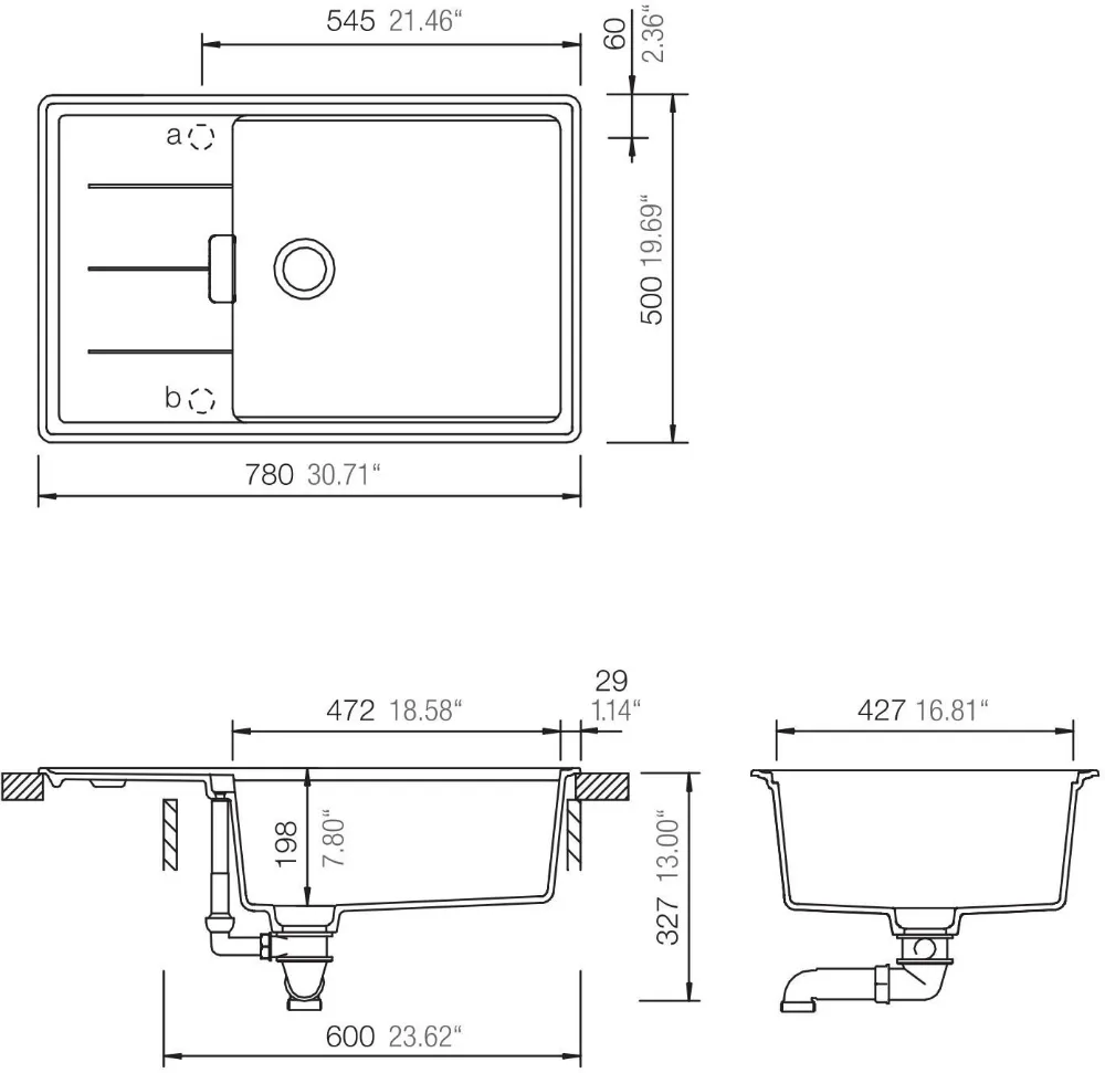 Obrázok Dřez Tia D-100LS Berry (horní uložení)