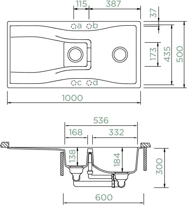 Obrázok Dřez Waterfall D-150 Berry spodní uložení