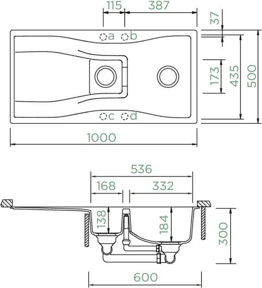 Obrázok Dřez Waterfall D-150 Berry spodní uložení