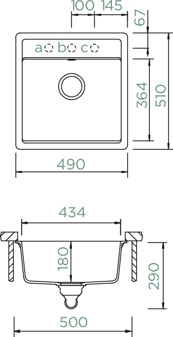 Obrázok Drez MONO N-100S DUSK Spodné uloženie