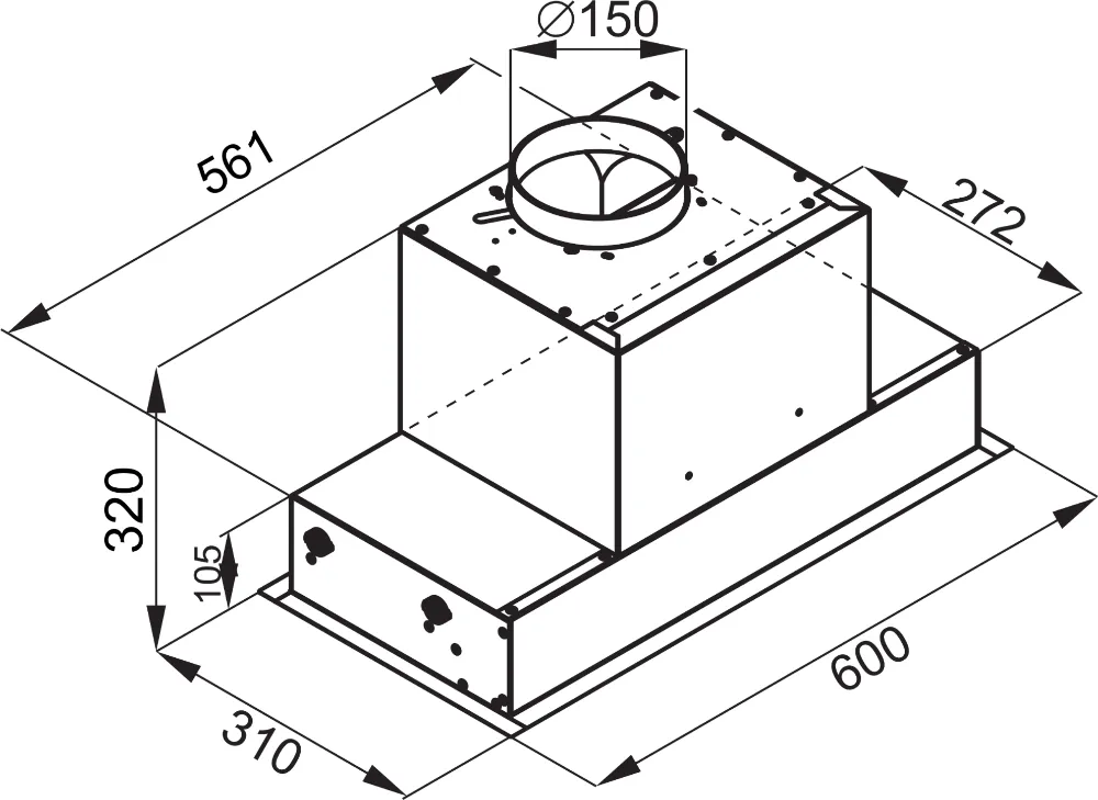 Obrázok Odsávač vstavaný do skrinky SU Mini Black (CDZ6001C)