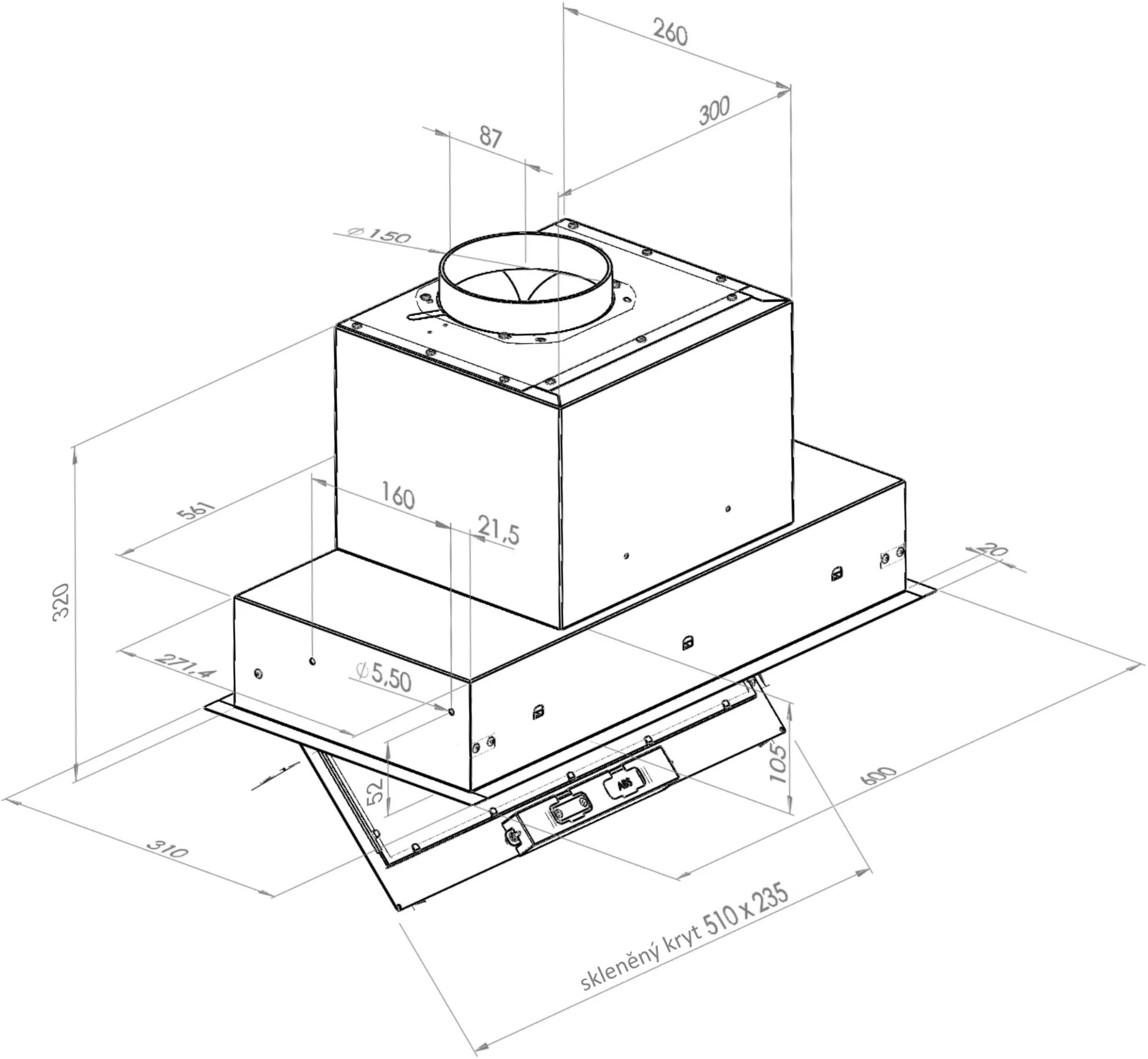 Obrázok Odsávač vstavaný do skrinky SU Mini Black (CDZ6001C)