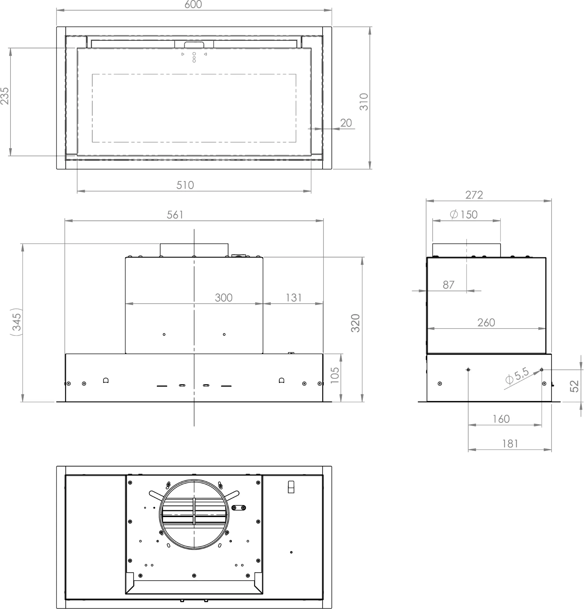 Obrázok Odsávač vstavaný do skrinky SU Mini Black (CDZ6001C)