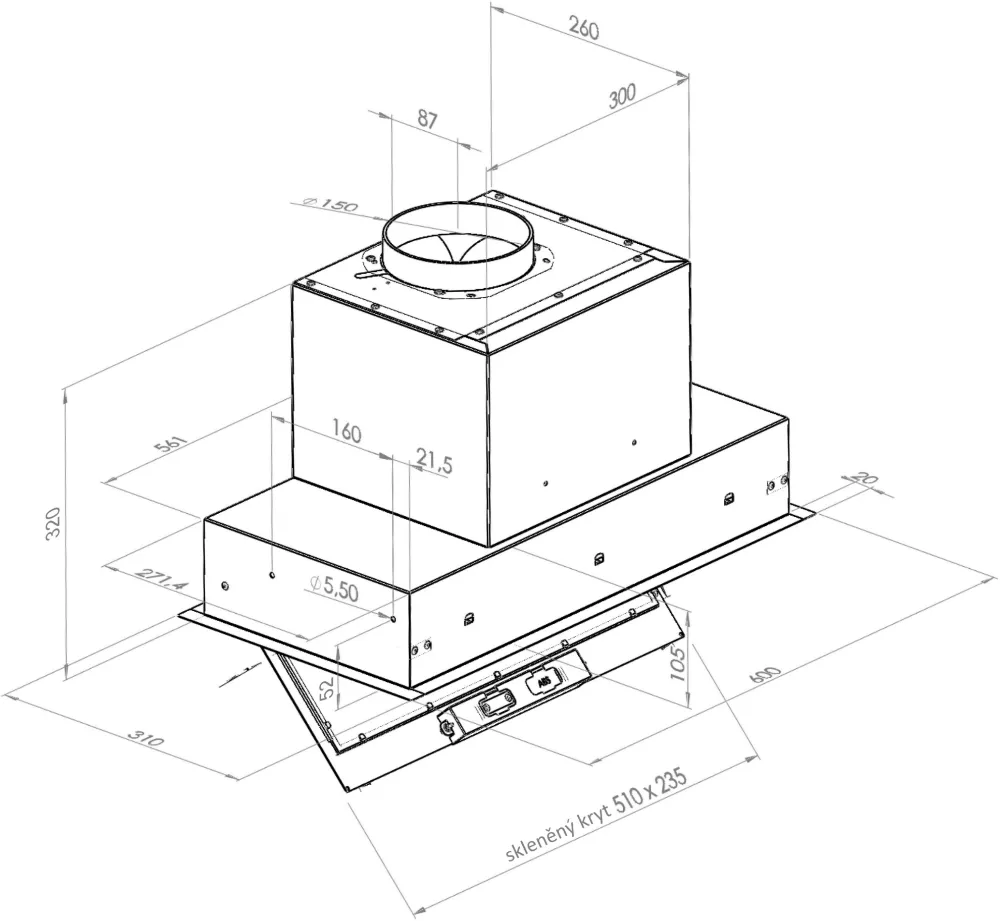 Obrázok Odsávač vstavaný do skrinky SU Mini White (CDZ6001B)