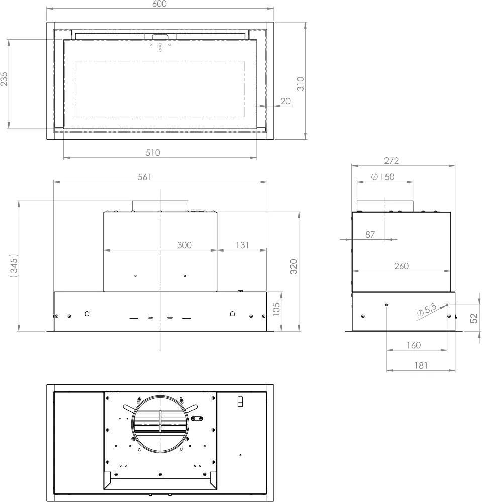Obrázok Odsávač vstavaný do skrinky SU Mini White (CDZ6001B)