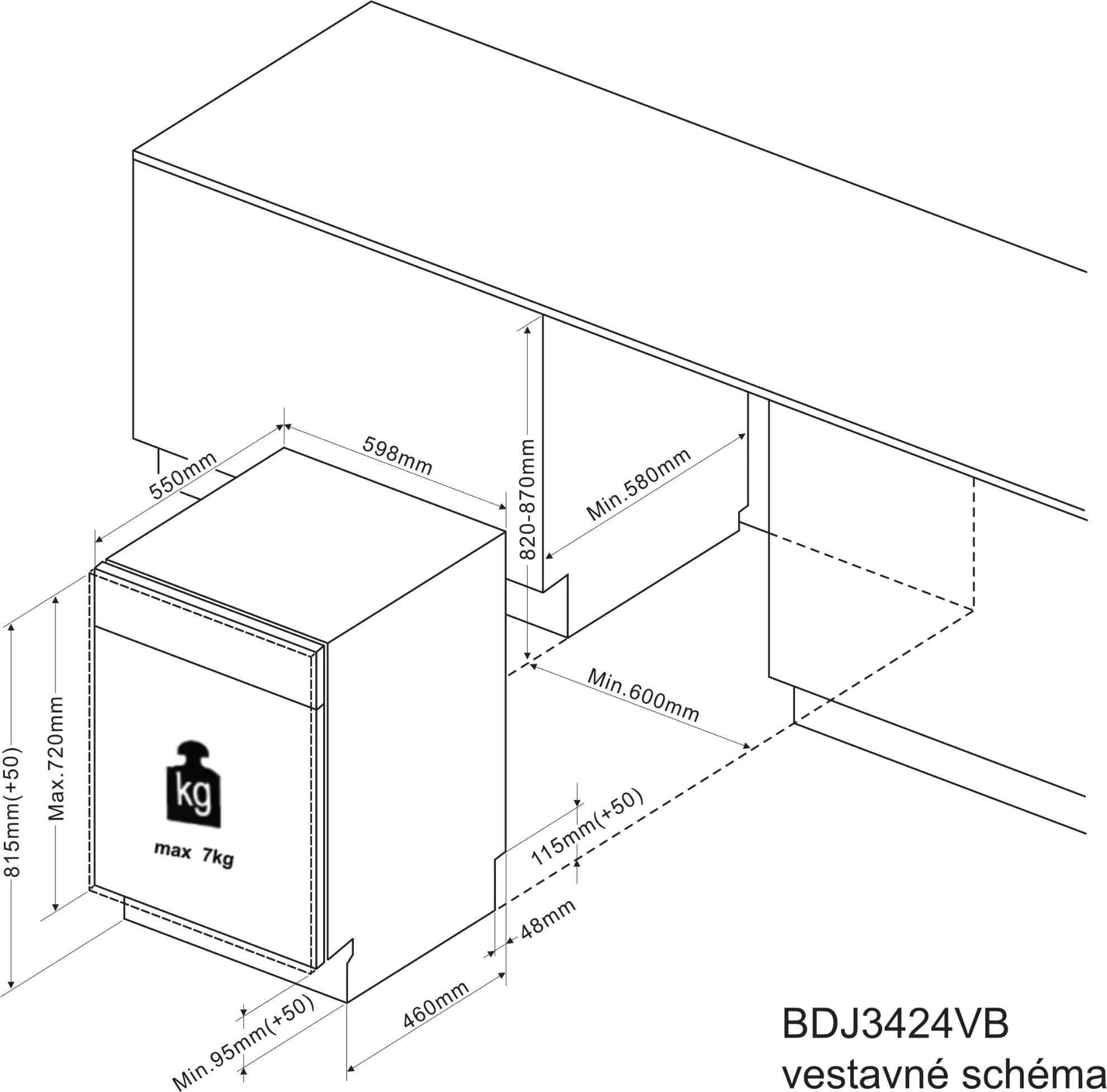Obrázok UMÝVAČKA VSTAVANÁ BDJ3424VB