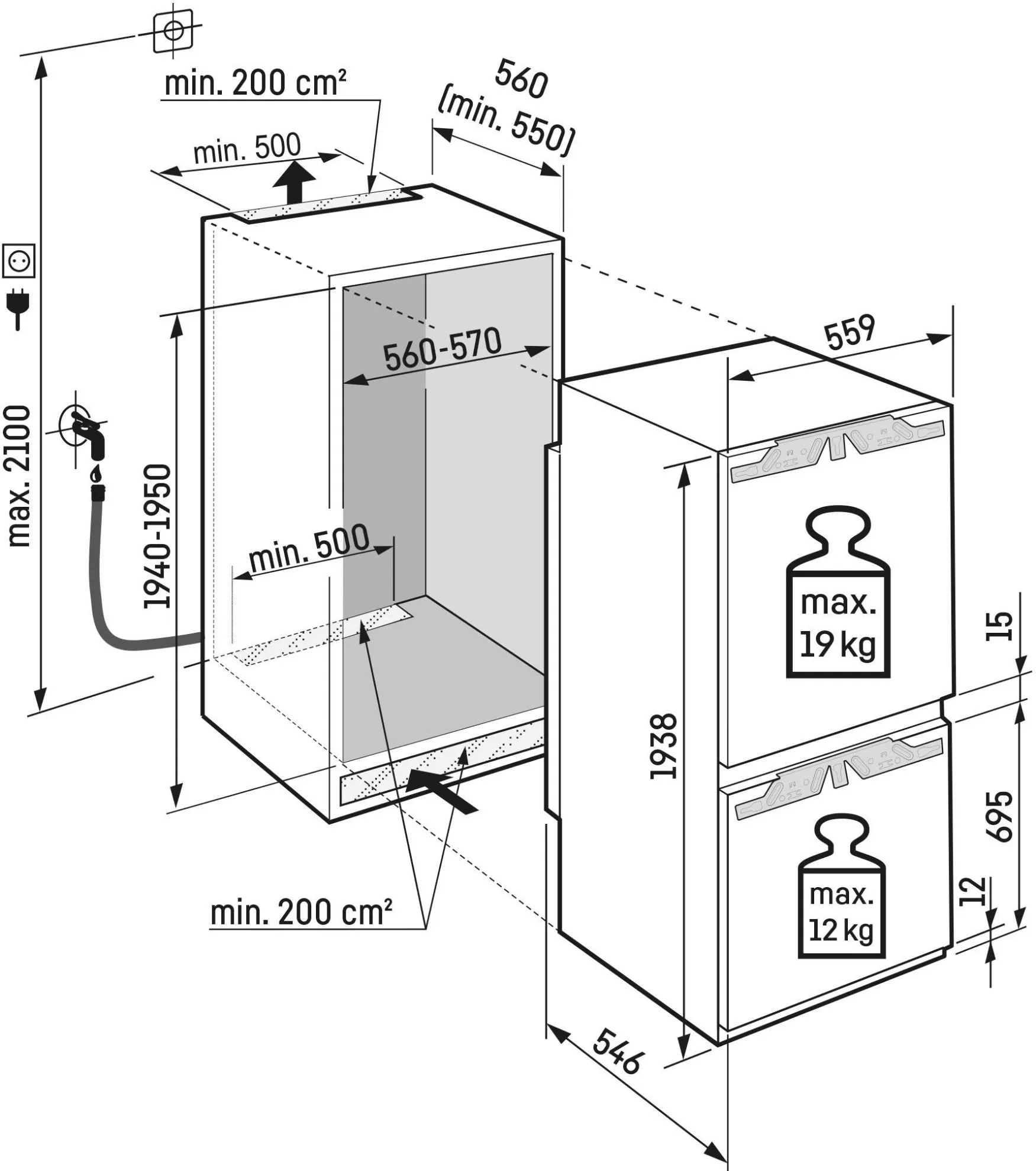Obrázok VESTAVNÁ KOMBINOVANÁ CHLADNIČKA ICBNci 5663