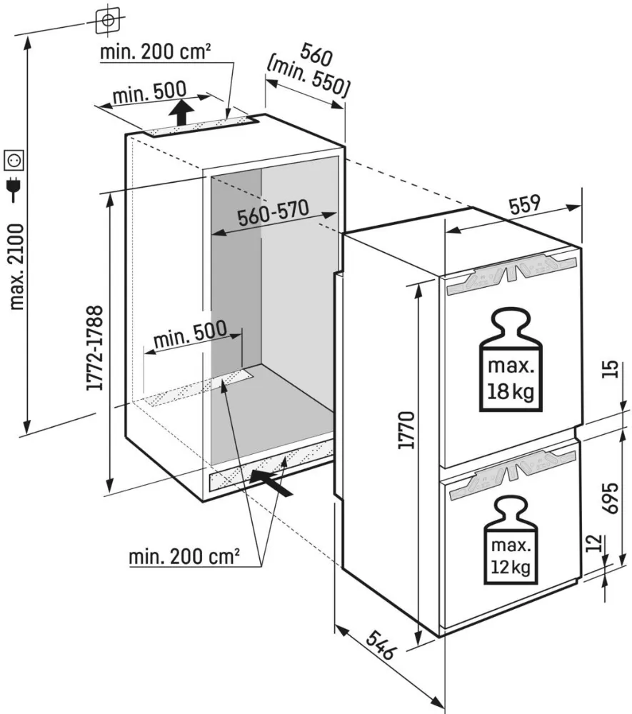 Obrázok VESTAVNÁ KOMBINOVANÁ CHLADNIČKA ICNb 5123