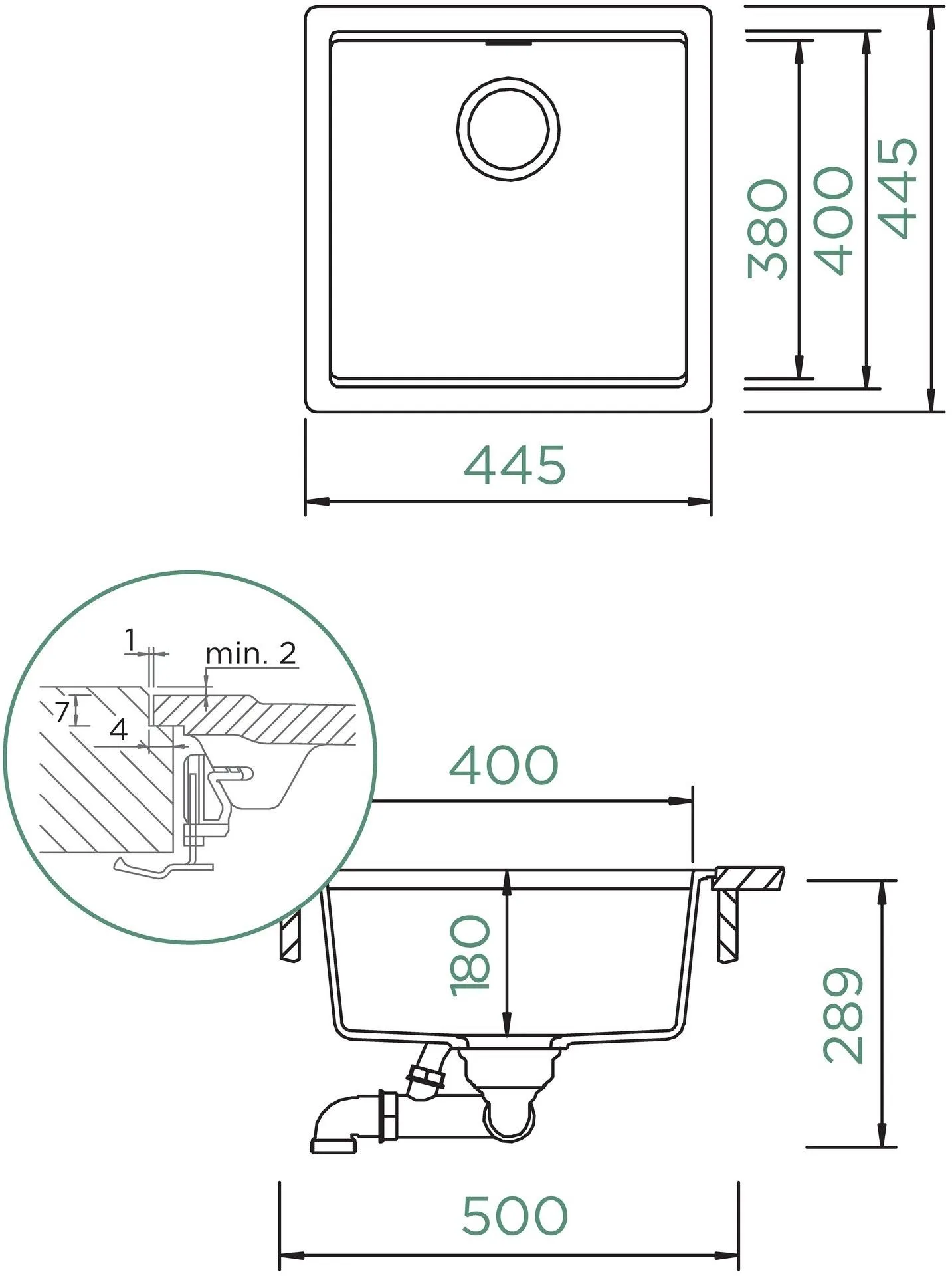 Obrázok Dřez KIRUNA N-100 Day Uložení do roviny