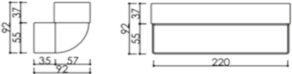 Obrázok Zvislé koleno, plochý kanál 220x92 mm, 90°, biele KVS7544