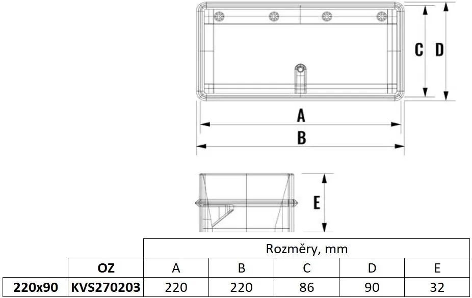 Obrázok Hranatá vodorovná pachutesná klapka s magnetom pre odsávače