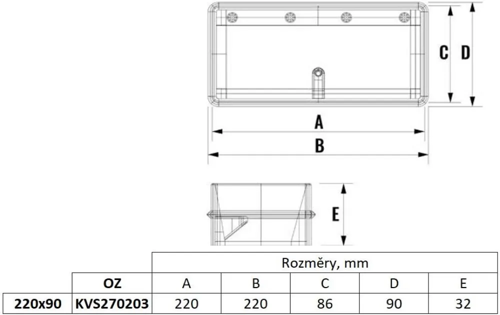 Obrázok Hranatá vodorovná pachutesná klapka s magnetom pre odsávače