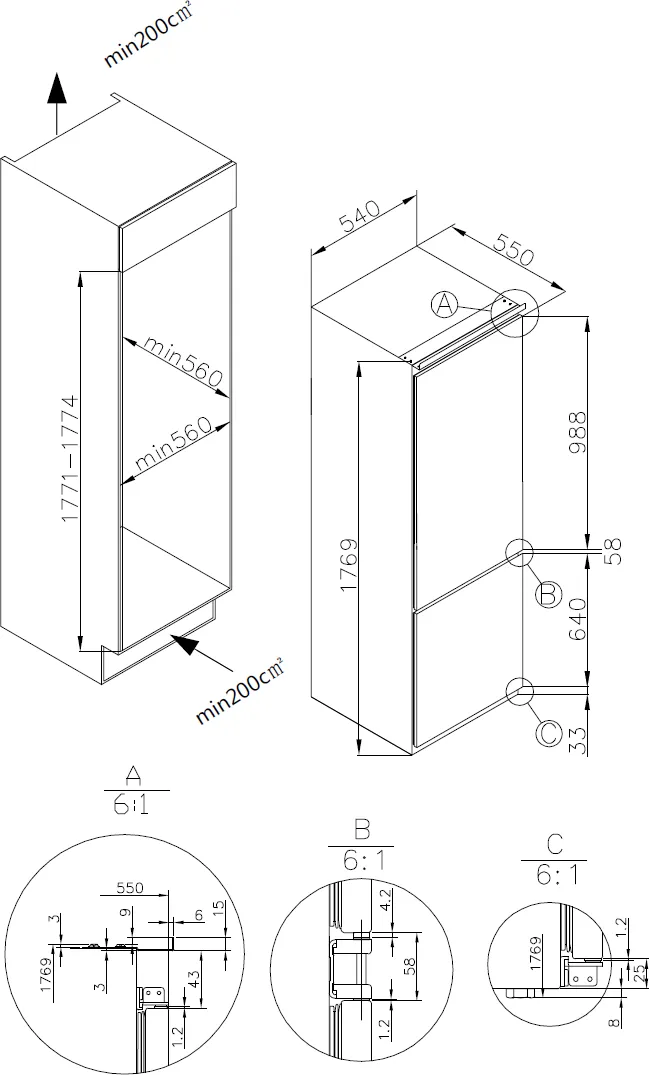 Obrázok CHLADNIČKA NA ZABUDOVANIE KC2200J