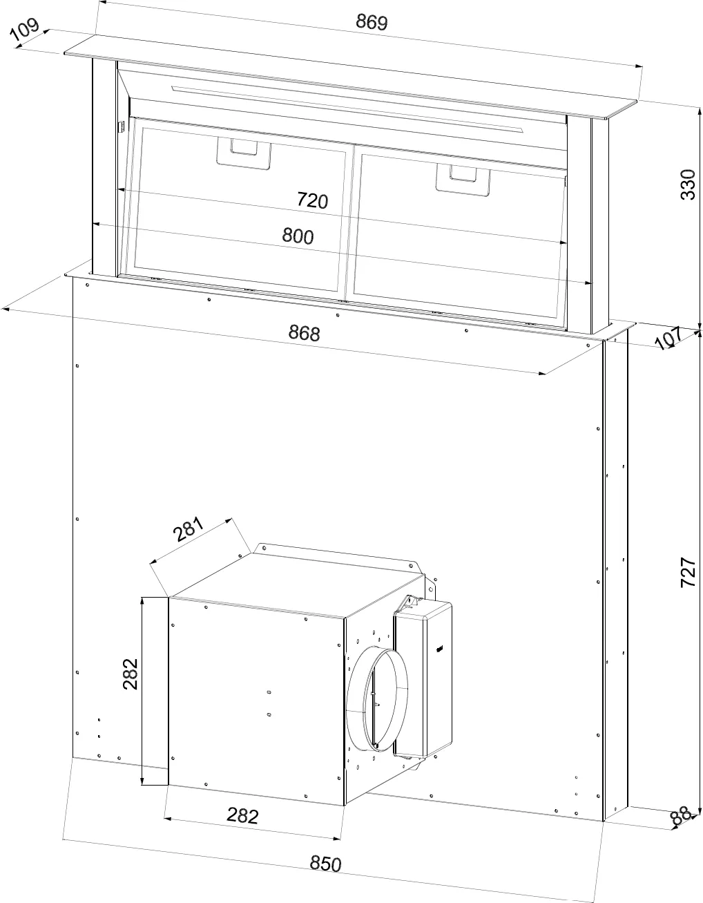 Obrázok Výsuvný odsávač pár Kluge KLD9000BLG