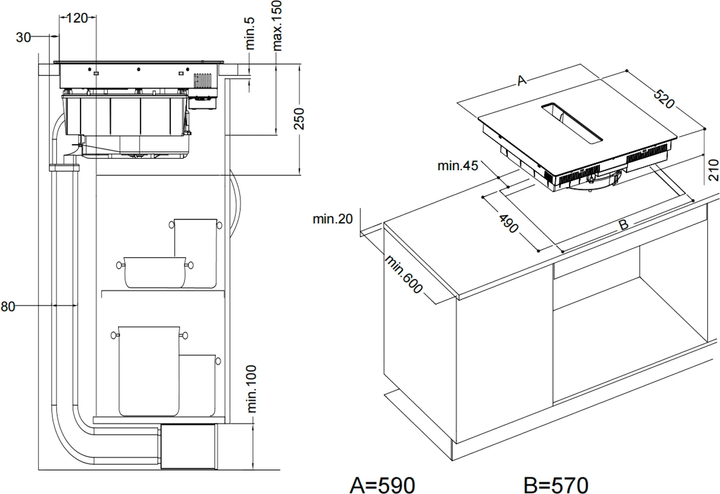 Obrázok Doska indukčná s integrovaným odsávačom KHI6000B