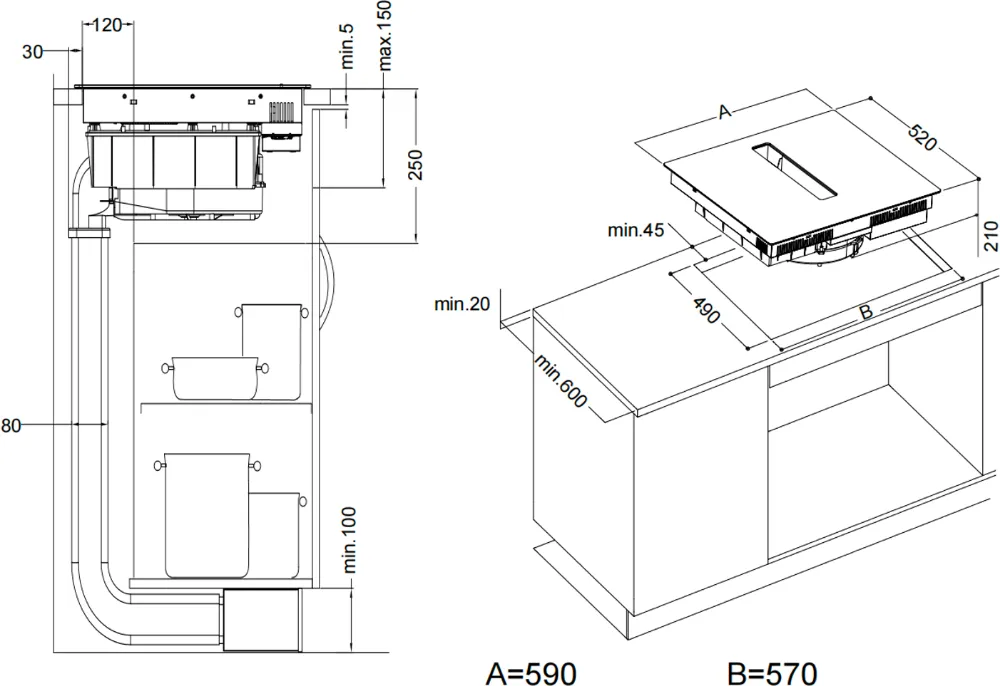 Obrázok Doska indukčná s integrovaným odsávačom KHI6000B