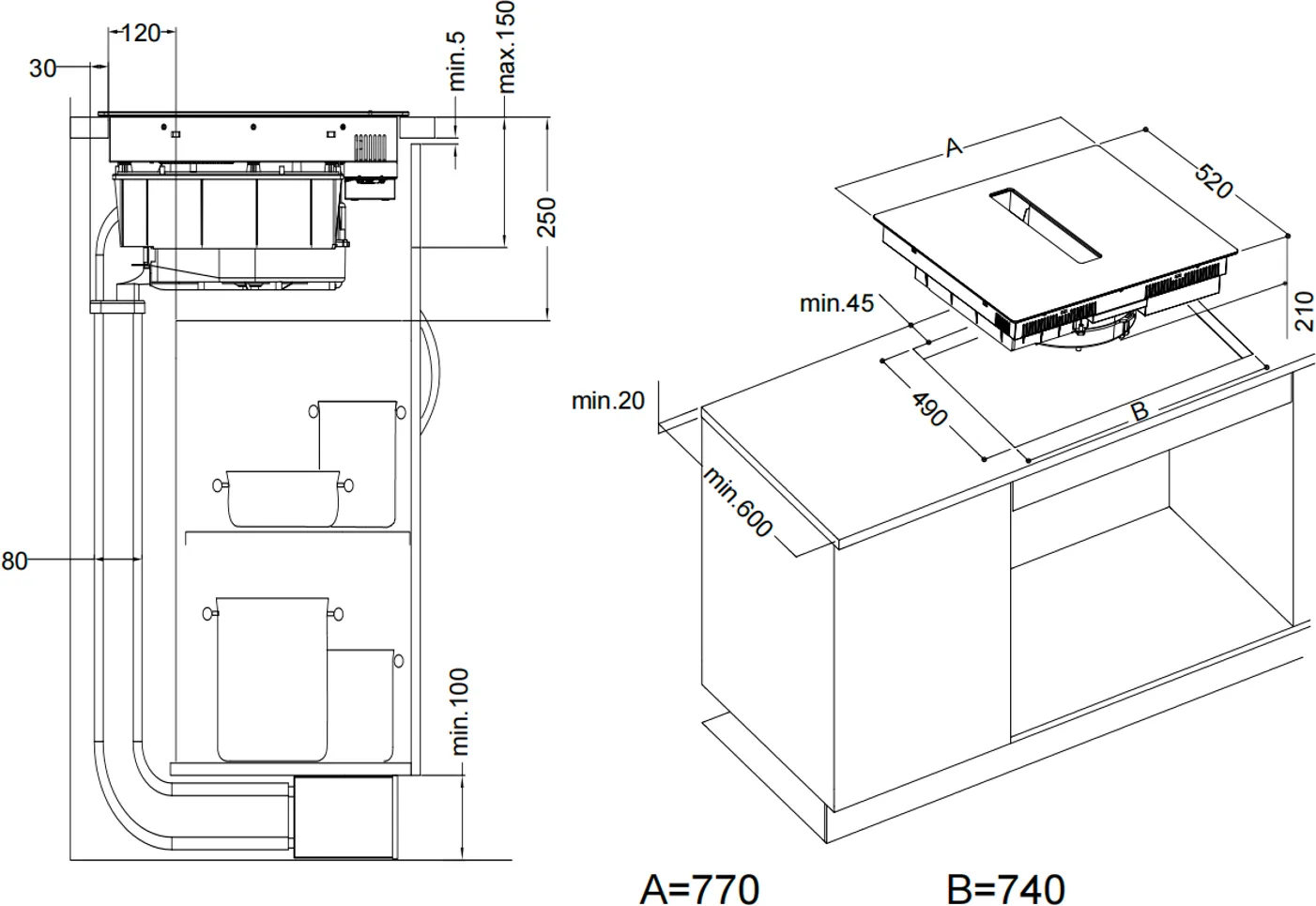 Obrázok Doska indukčná s integrovaným odsávačom KHI8000B