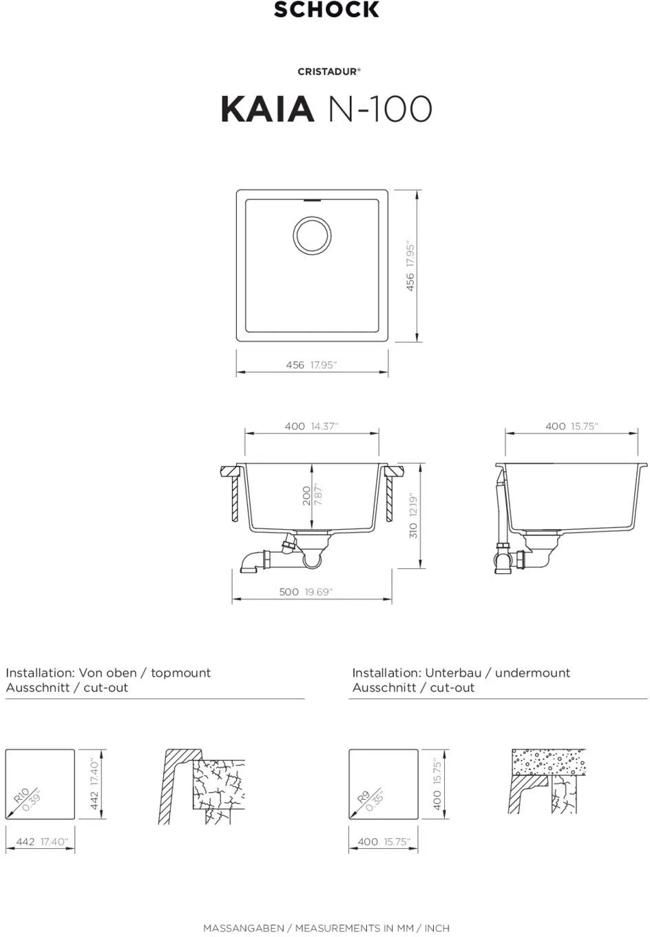 Obrázok Drez KAIA N-100 Bronze horné uloženie