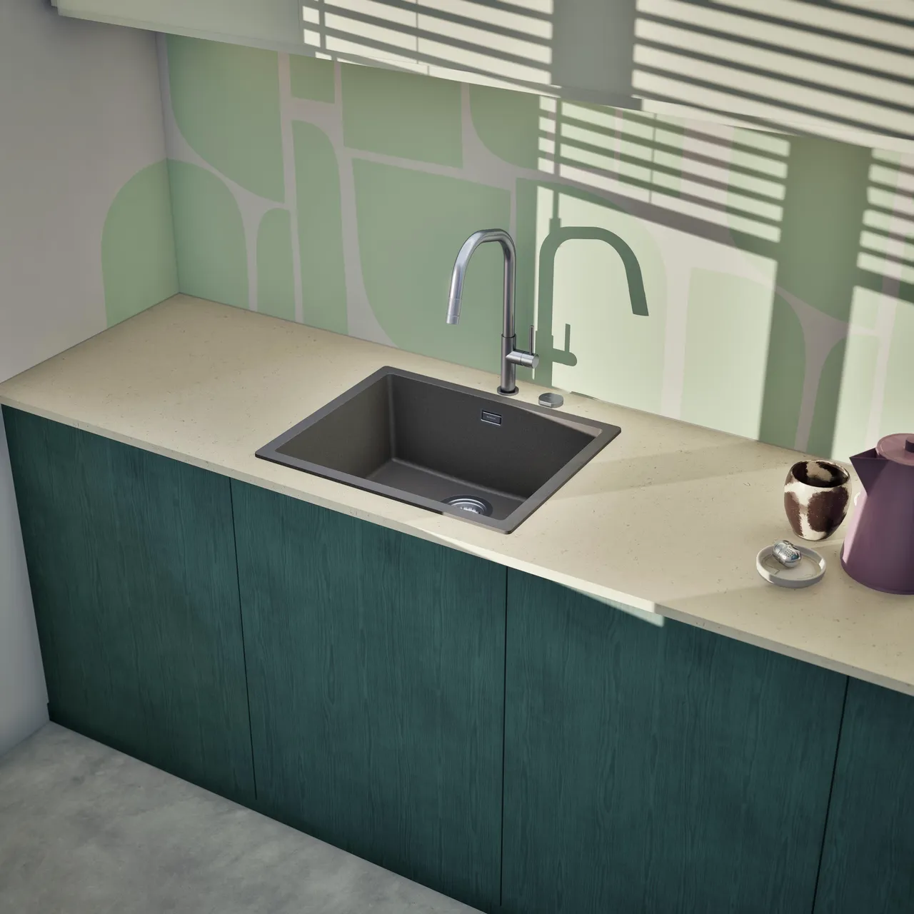 Obrázok Drez KAIA N-100L Silverstone horné uloženie