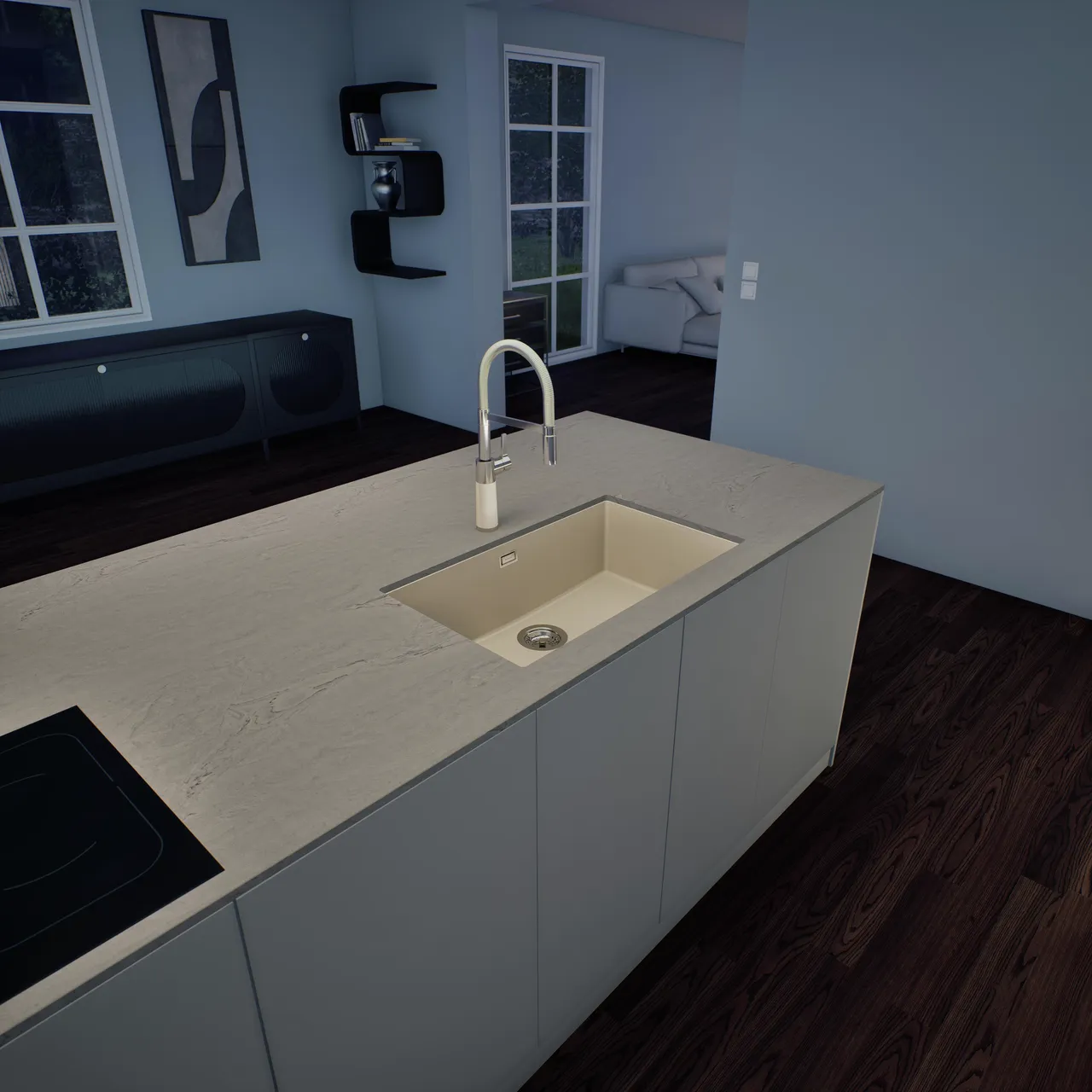 Obrázok Drez KAIA N-100XL Magnolia spodné uloženie