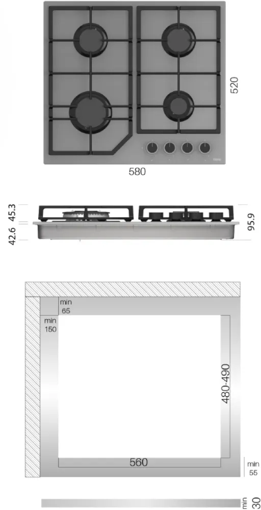 Obrázok Plynová varná doska KPG6030BG