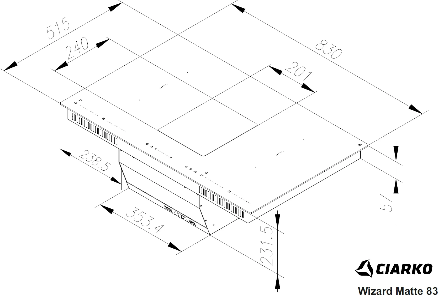 Obrázok Indukčná doska s integrovaným odsávačom pár CDB8303M  WizardMatte 83